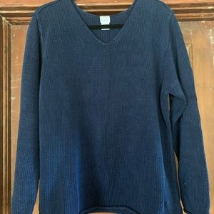 Eileen Fisher navy cotton pullover. Pit-to-pit 22” Length 24”.